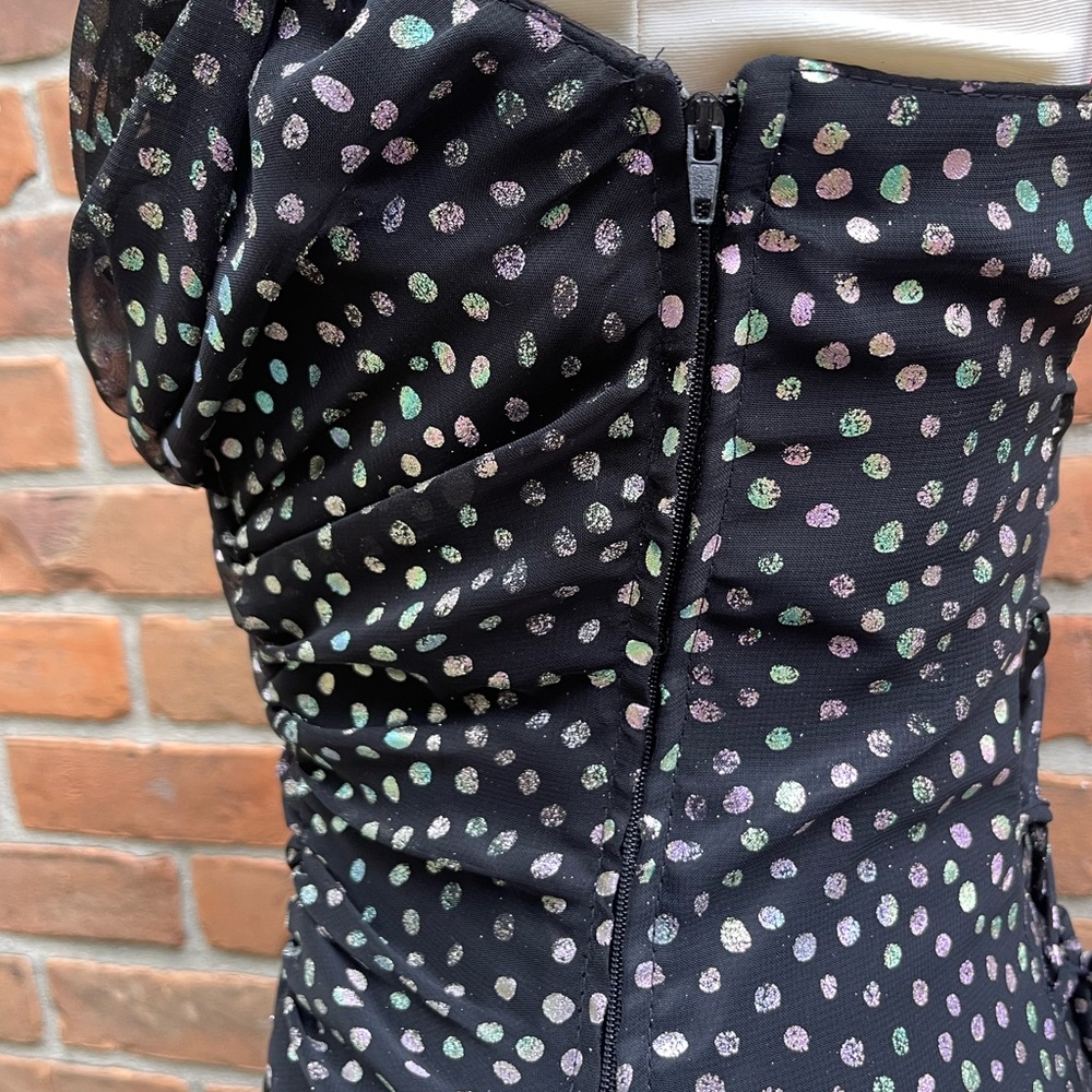 Vintage New Leaf 80’s Metallic Polka Dot Ruffle Dress - Picture 5 of 9